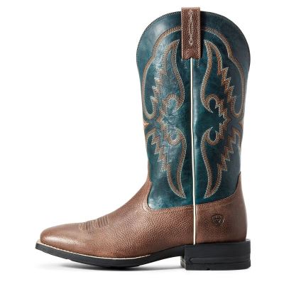 Ariat Round Pen - Western Laarzen Bruin / Turquoise Heren - 17722-056